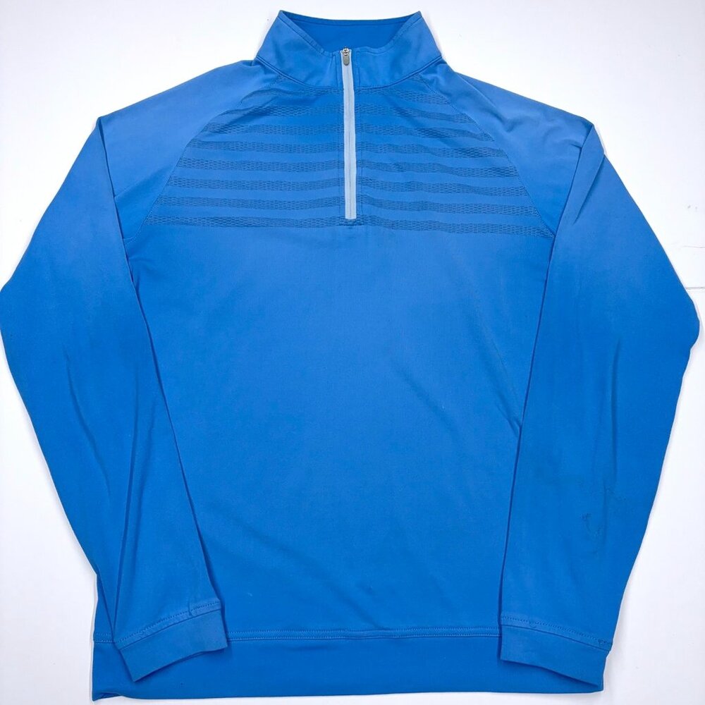 Peter Millar Men's Quarter Zip Golf Long Sleeve Blue - Size Small